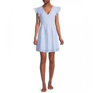 Light blue Vineyard Vines linen pintuck flutter sleeve sundress, size XXS